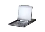 ATEN 17" 1-Local/Remote Share Access 8-Port PS/2-USB VGA Single Rail LCD KVM over IP switch Image