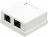 Настенная розетка, 2 порта RJ-45 категории 5е, UTP, белая Image