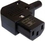 Вилка IEC 60320 C13, 10A, 250V, угловая, разборная, черная Image