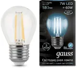 Лампа светодиодная Gauss Filament 7Вт цок.:E27 шар 220B 4100K св.свеч.бел.нейт. P45 (упак.:1шт) (105802207) Image