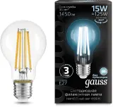 Лампа светодиодная Gauss Filament 102902215 15Вт цок.:E27 груша 220B 4100K св.свеч.бел.нейт. (упак.:1шт) Image