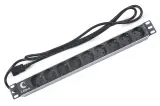 Cabeus PDU-9P-2IEC Блок евророзеток для 19" шкафов, горизонтальный, 9 розеток, 10 A, без выключателя, алюминиевый корпус, шнур 2 м, вилка IEC 320 C14 Image