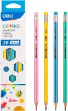 Карандаш ч/г Deli EC011-2B Comiko 2B шестигран. липа ассорти кор.европод. (12шт) ластик Image