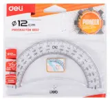 Транспортир Deli Pioneer EG10212 пластик дл.12см прозрачный градуировка УФ чернила европодвес Image