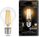 Лампа светодиодная Gauss Filament 102902115 15Вт цок.:E27 груша 220B 2700K св.свеч.бел.теп. (упак.:1шт) Image