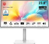 Монитор MSI Modern MD2412PW 23.8" 16:9 FHD(1920x1080) IPS Flat,1ms(MPRT),1000:1,100M:1,300nit,178/178,HDMI 1.4,USB-C,Speaker,Tilt,Swivel,Height,Pivot,VESA,100Hz,White,1y war-ty Image