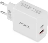 Сетевое зар./устр. Digma DGW3D 30W 3A (PD+QC) USB-C/USB-A универсальное белый (DGW3D0F110WH) Image