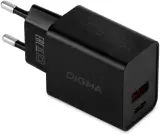 Сетевое зар./устр. Digma DGW2D 20W 3A+1A (PD+QC) USB-C/USB-A универсальное черный (DGW2D0F110BK) Image