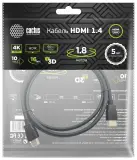 Кабель аудио-видео Cactus CS-HDMI.1.4-1.8 HDMI (m)/HDMI (m) 1.8м. позолоч.конт. черный Image