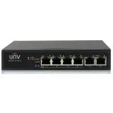 Uniview Коммутатор 6*100Mbps network ports (RJ45), including 4 PoE ports IEEE802.3,IEEE802.3u,IEEE802.3az,IEEE802.3x,IEEE802.3af,IEEE802.3at 1.2Gbps 0.90Mpps 768Kbit 2K 160mm x 93mm x 32mm (6.3"3.7"1. Image