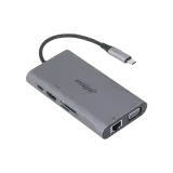 Док станция DAHUA  Док станция 9 in 1 USB 3.1 Type-C to USB 3.0 + HDMI + RJ45 + VGA + SD/TF +PD Docking Station Image