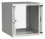 Шкаф коммутационный ITK Linea WE (LWE3-12U64-GF) настенный 12U 600x450мм пер.дв.стекл направл.под закл.гайки 50кг серый 400мм 15.8кг 200град. 585мм IP20 IK08 сталь Image
