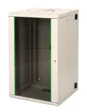 Шкаф коммутационный Lande Proline (LN-PR16U6045-LG-111) настенный 16U 600x450мм пер.дв.стекл задн.дв.стал.лист направл.под закл.гайки 100кг серый 29кг 210град. 818мм IP20 сталь Image