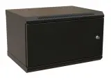 Шкаф коммутационный WRline (WR-TW-0645-SR-RAL9004) настенный 6U 600x450мм пер.дв.металл 2 бок.пан. направл.под винты 60кг черный 350мм 367мм IP20 сталь Image