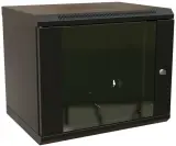 Шкаф коммутационный WRline (WR-TW-1566-GP-RAL9004) настенный 15U 600x600мм пер.дв.стекл 2 бок.пан. направл.под винты 60кг черный 520мм 775мм IP20 сталь Image