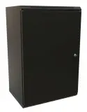 Шкаф коммутационный WRline (WR-TW-1845-SR-RAL9004) настенный 18U 600x450мм пер.дв.металл 2 бок.пан. направл.под винты 60кг черный 370мм 908мм IP20 сталь Image