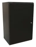 Шкаф коммутационный WRline (WR-TW-1866-SR-RAL9004) настенный 18U 600x600мм пер.дв.металл 2 бок.пан. направл.под винты 60кг черный 520мм 908мм IP20 сталь Image