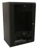 Шкаф коммутационный WRline (WR-TW-2245-GP-RAL9004) настенный 22U 600x450мм пер.дв.стекл 2 бок.пан. направл.под винты 60кг черный 370мм 1086мм IP20 сталь Image