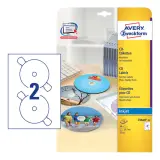 Этикетки Avery Zweckform CD/DV C9660-25 A4/196г/м2/25л./белый супер глянец самоклей. для лазерной печати Image