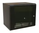 Шкаф коммутационный WRline (WR-TW-1245-GP-RAL9004) настенный 12U 600x450мм пер.дв.стекл 2 бок.пан. направл.под винты 60кг черный 350мм 650мм IP20 сталь Image