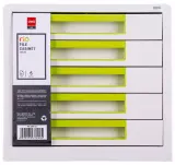 Бокс для документов Deli EZ01053 Rio 5 выдвижных ящиков 277х344х259мм белый/зеленый пластик Image