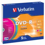 Диск DVD-R Verbatim 4.7Gb 16x Slim case (5шт) Color (43557) Image