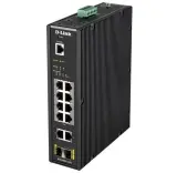 Коммутатор D-Link PROJ Managed L2 Industrial Switch 10x1000Base-T (8x1000Base-T PoE), 2x1000Base-X SFP, PoE Budget 123W, Surge 6KV, CLI, RJ45 Console, Alarm relay, Dying Gasp, DIN-Rail, metal case IP30, -40 to 6 Image