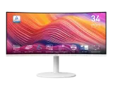 MSI Modern MD342CQPW 34" 21:9 UWQHD(3440x1440) VA Curve 1500R,1ms(MPRT),3000:1,100M:1,300nit,178/178,2*HDMI,1*DP,2xUSB Type-A,USB Type-B,USB Type-C,Speaker,Tilt,Swivel,Height,120Hz,White,1y war-ty Image