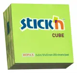 Блок самоклеящийся бумажный Stick`n 21339 51x51мм 250лист. 70г/м2 неон+пастель зеленый 2цв.в упак. Image