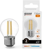 Лампа филам. Gauss Filament 12Вт цок.:E27 шар св.свеч.бел.теп. (упак.:10шт) (52212) Image