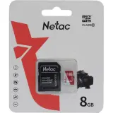 Носитель информации Netac P500 ECO 8GB MicroSDHC C10 up to 20MB/s, retail pack with SD Adapter Image