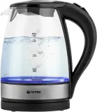 Чайник электрический Vitek VT-7008 1.7л. 2200Вт прозрачный/черный корпус: стекло/пластик Image