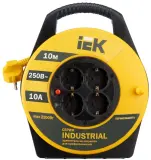 Сетевой удлинитель IEK Industrial 10м (4 розетки) черный/желтый (пакет ПЭ) Image