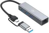 Разветвитель USB-C Digma DHUB-LAN-4port 4порт. черный Image