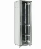 Шкаф коммутационный Rexant (04-1866-211) напольный 18U 600x600мм пер.дв.стекл 2 бок.пан. металл направл.под винты 800кг серый 230град. IP20 сталь Image