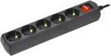 Сетевой удлинитель IEK У05В 3м (5 розеток) черный (пакет ПЭ) Image